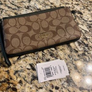 Coach Logo and Leather Wristlet